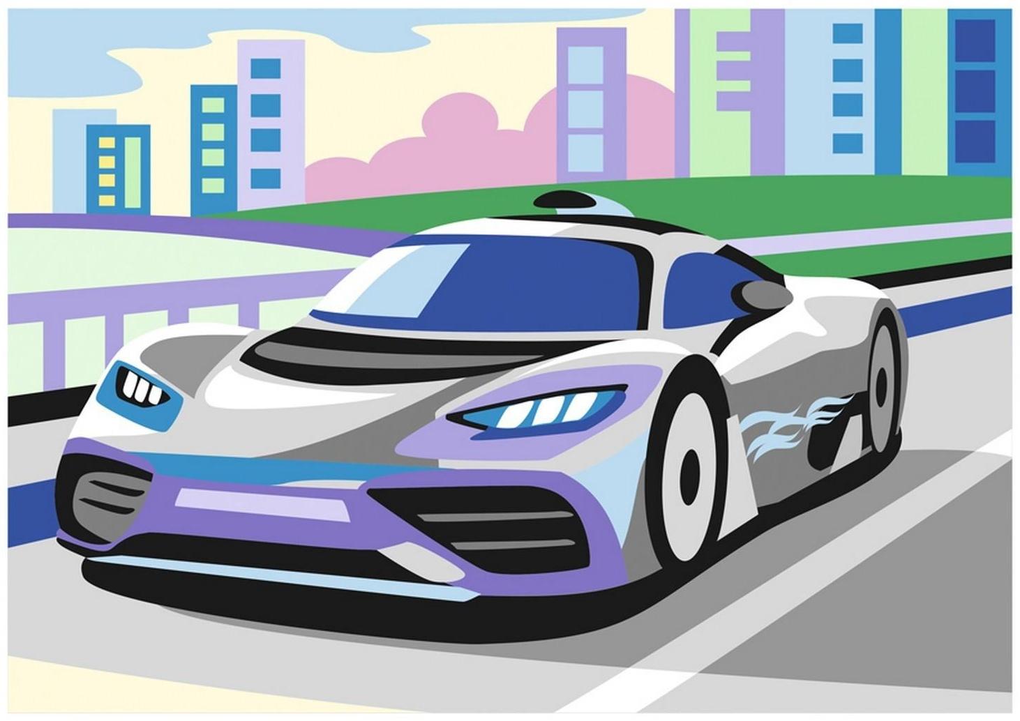 Картина по номерам для малышей «Спорткар»