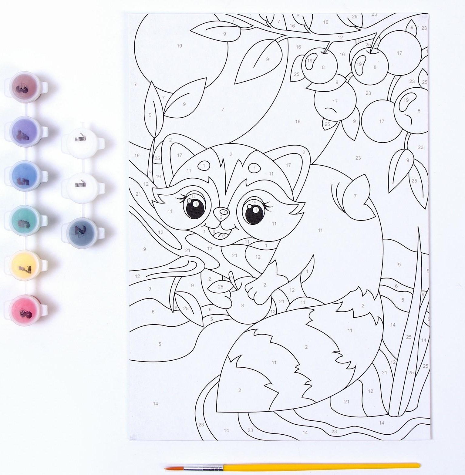 Картина по номерам для малышей «Счастливый енотик»