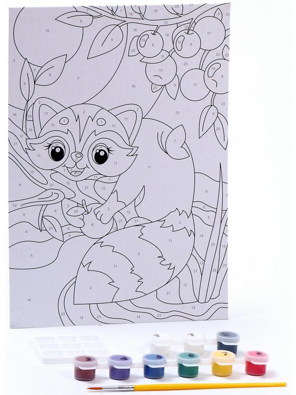 Картина по номерам для малышей «Счастливый енотик»