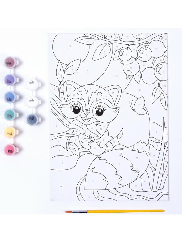 Картина по номерам для малышей «Счастливый енотик»