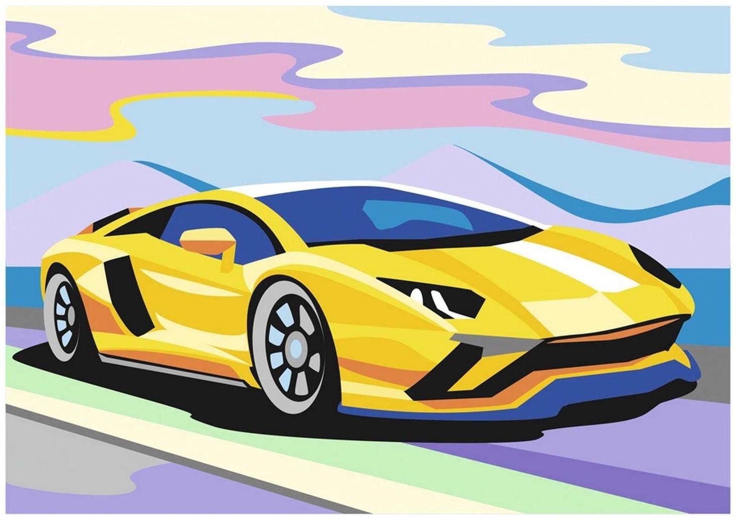 Картина по номерам для малышей «Яркая машинка»