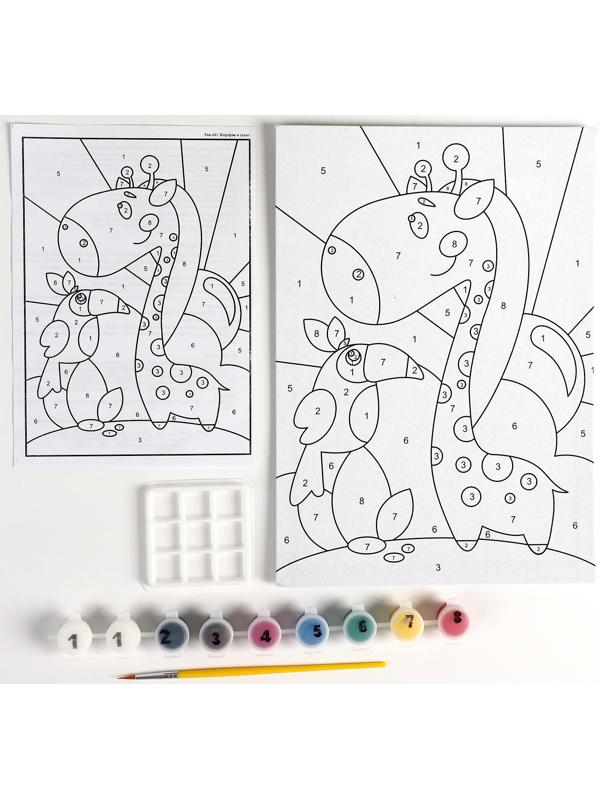 Картина по номерам для малышей «Весёлые картинки» «Жирафик и тукан»