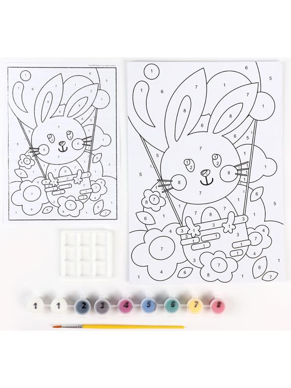 Картина по номерам для малышей «Весёлые картинки» «Зайчик-путешественник»