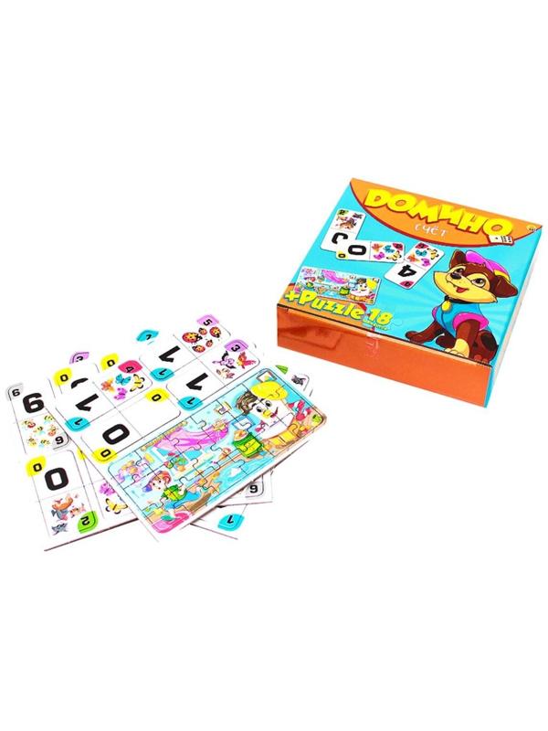 Настольная игра «Домино + пазлы 18 элементов. Счёт»