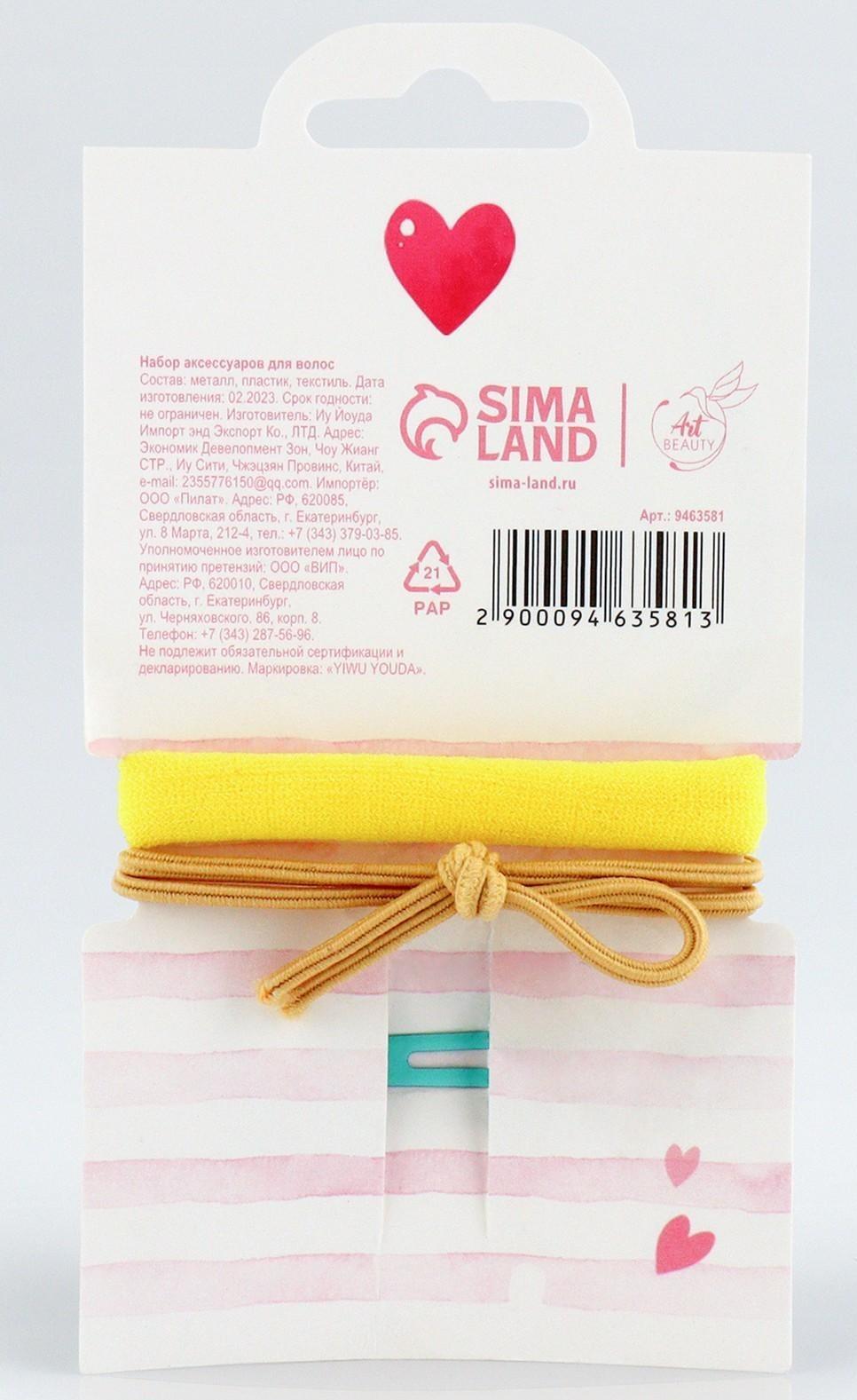 Набор аксессуаров для волос «Авокадного настроения», заколка, резинки 2 шт