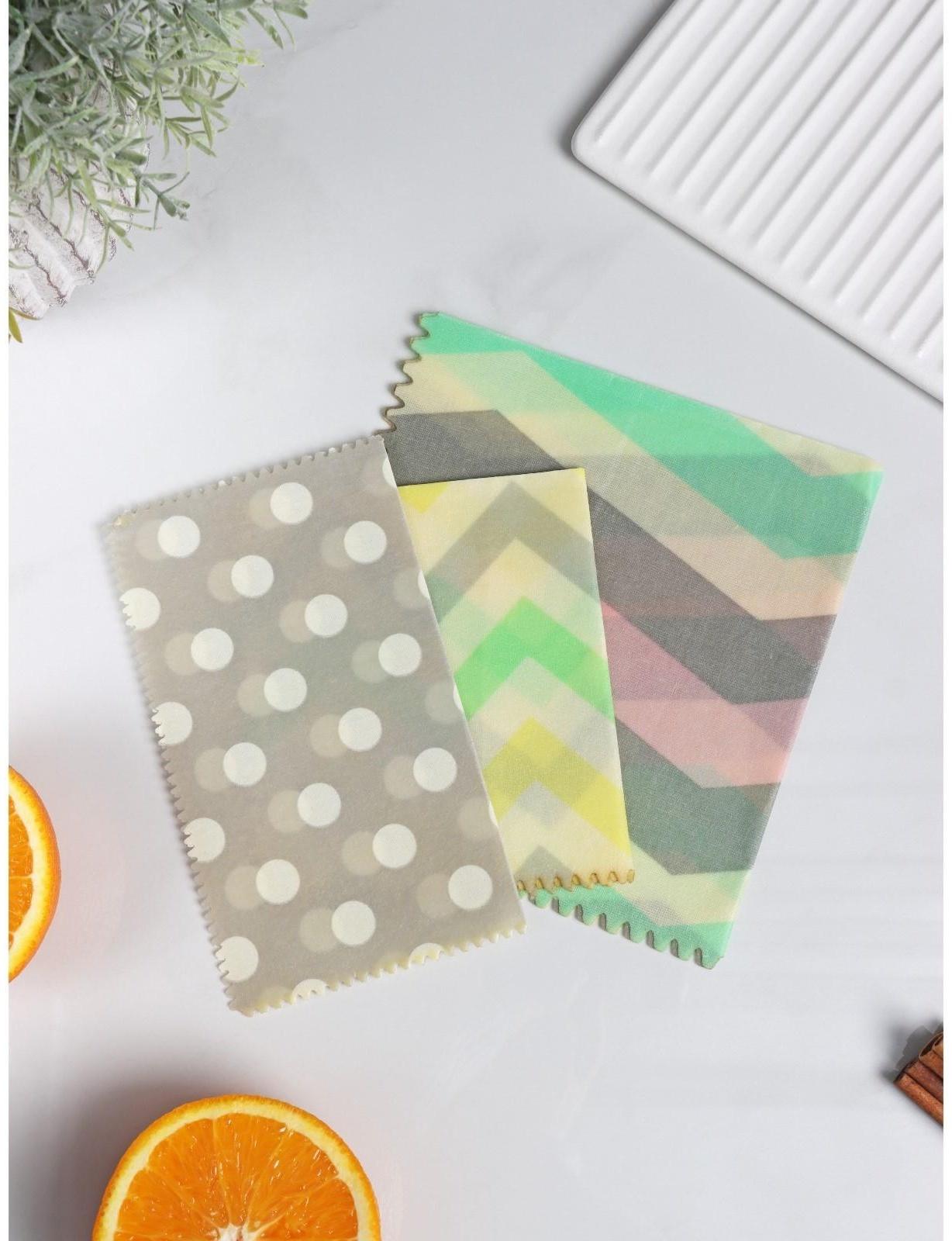 Набор восковых салфеток для хранения продуктов, 3 шт, размеры 17,5x20, 25x28, 33,5x35,5 см