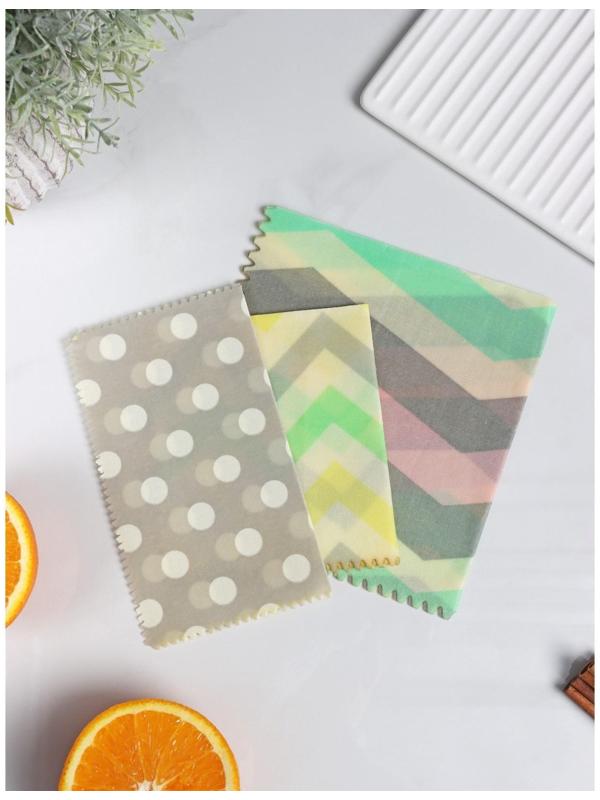 Набор восковых салфеток для хранения продуктов, 3 шт, размеры 17,5x20, 25x28, 33,5x35,5 см