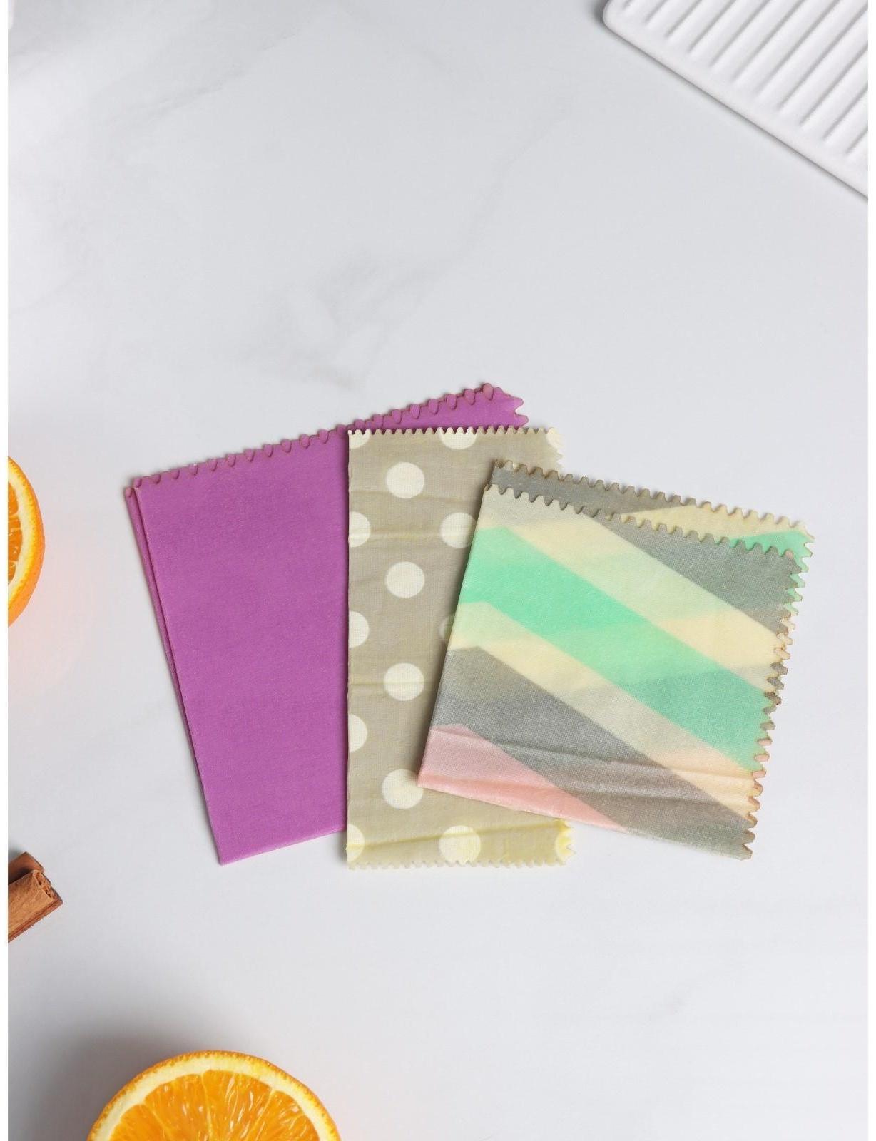Набор восковых салфеток для хранения продуктов, 3 шт, размеры  30х30, 24х24 и 16х16 см