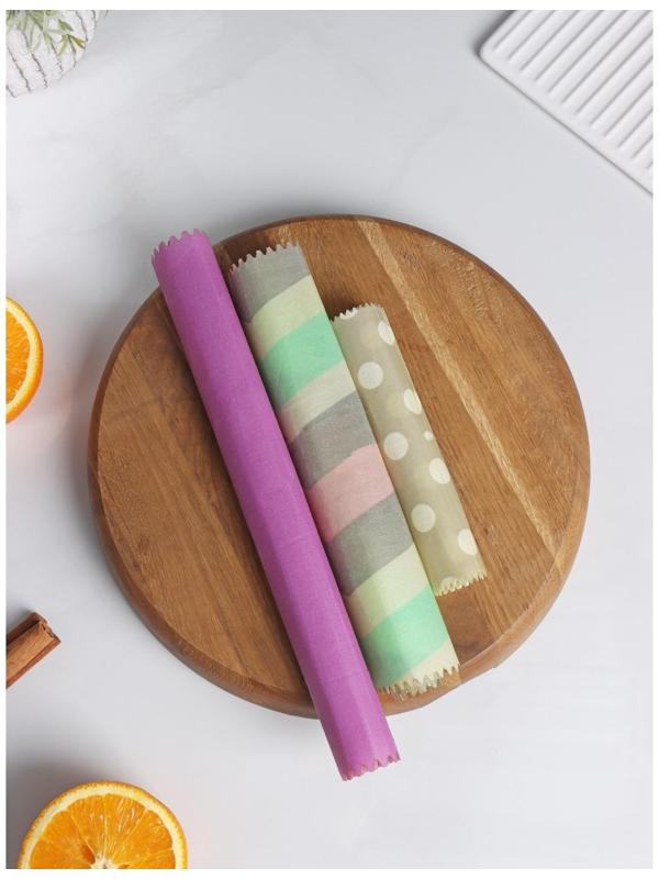 Набор восковых салфеток для хранения продуктов, 3 шт, размеры  30х30, 24х24 и 16х16 см