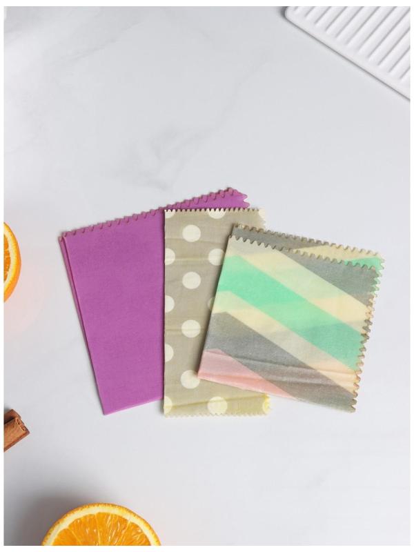 Набор восковых салфеток для хранения продуктов, 3 шт, размеры  30х30, 24х24 и 16х16 см