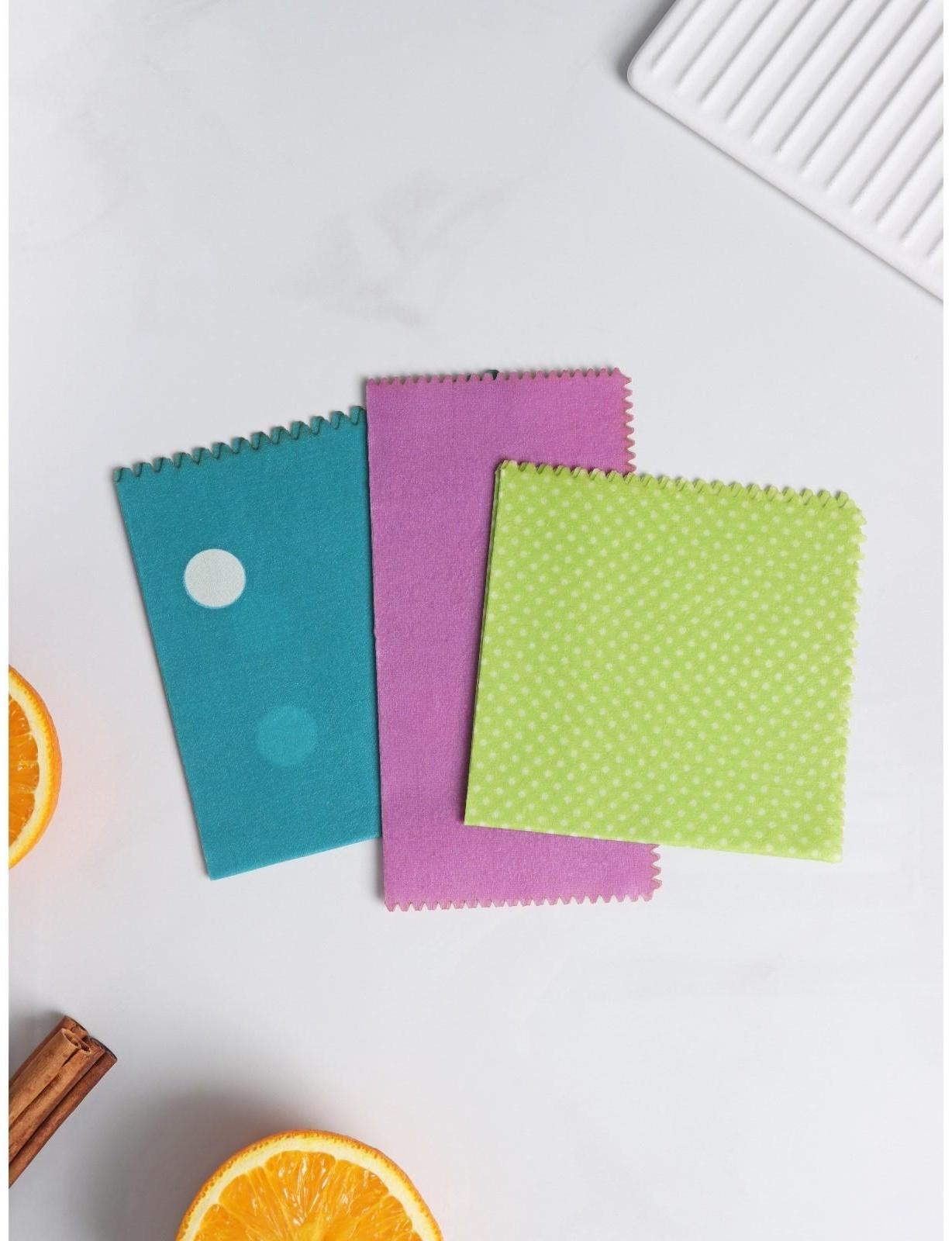 Набор восковых салфеток для хранения продуктов, 3 шт, размеры  19х19, 26х26, 33х33 см