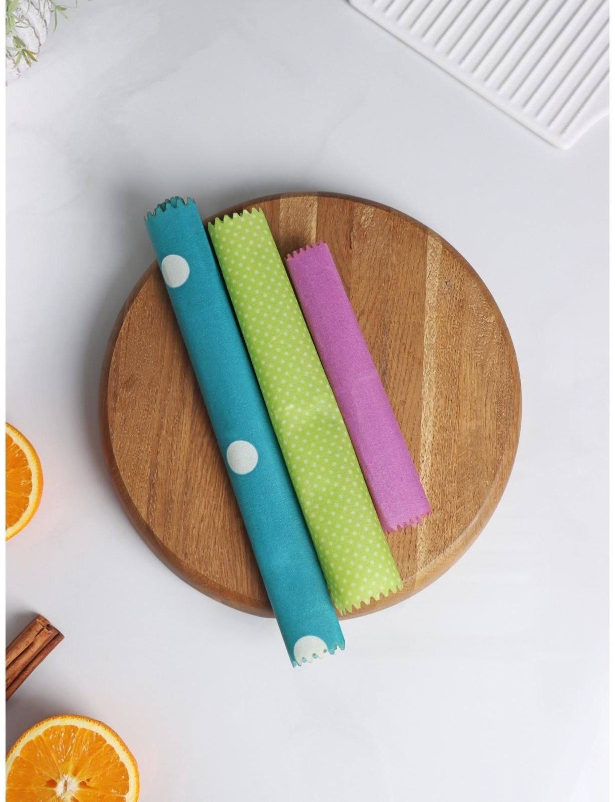 Набор восковых салфеток для хранения продуктов, 3 шт, размеры  19х19, 26х26, 33х33 см