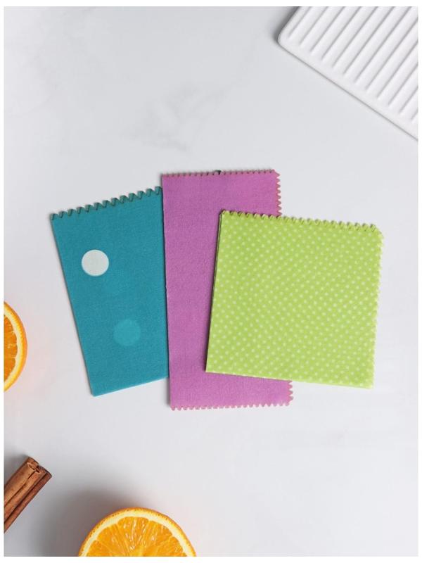 Набор восковых салфеток для хранения продуктов, 3 шт, размеры  19х19, 26х26, 33х33 см