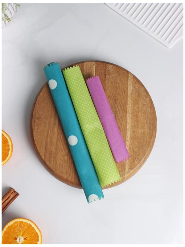 Набор восковых салфеток для хранения продуктов, 3 шт, размеры  19х19, 26х26, 33х33 см