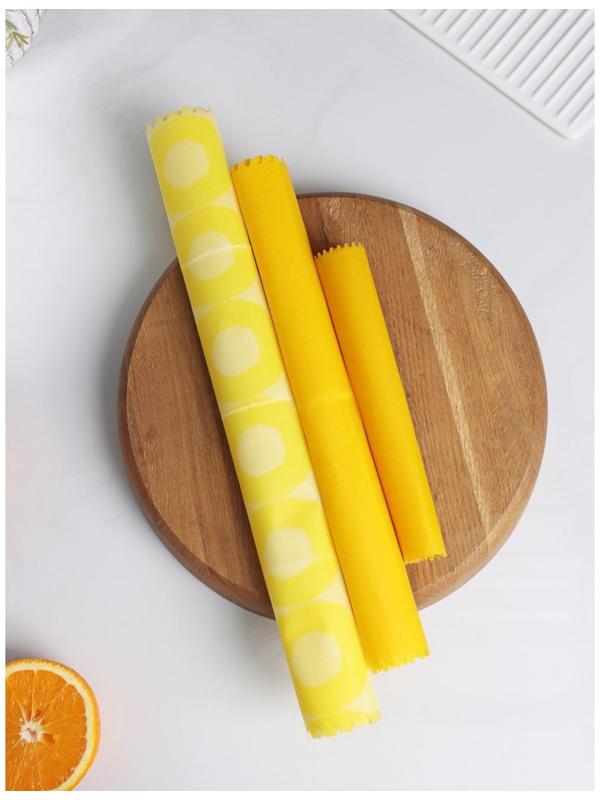 Набор восковых салфеток для хранения продуктов, 3 шт, размеры  20х20, 30х30, 40х40 см