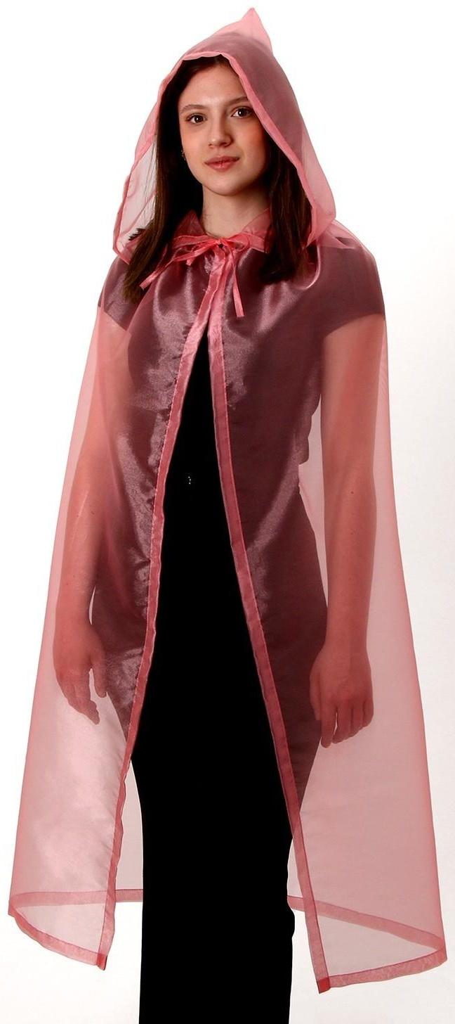 Карнавальный плащ взрослый, органза розовая, длина 120 см