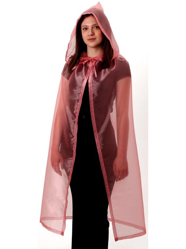 Карнавальный плащ взрослый, органза розовая, длина 120 см
