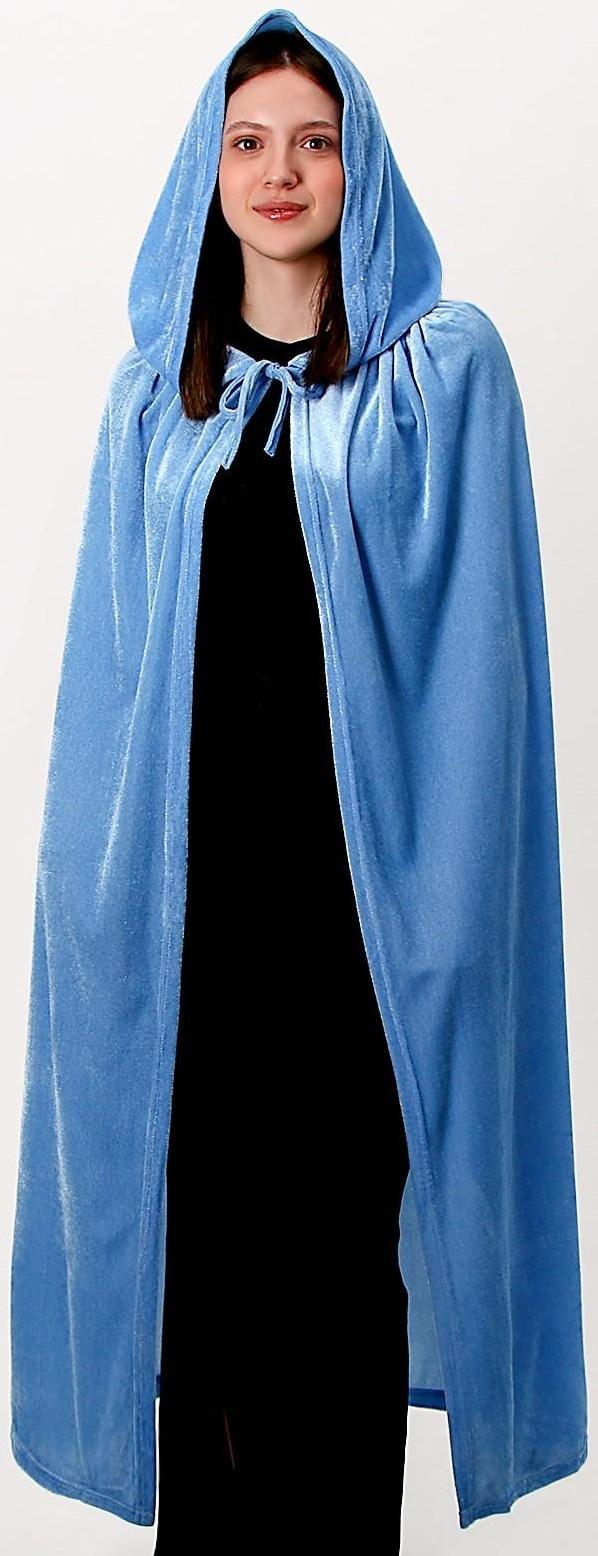 Карнавальный плащ взрослый, плюш, цвет голубой, длина 120 см