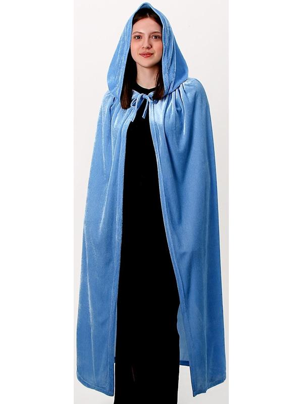 Карнавальный плащ взрослый, плюш, цвет голубой, длина 120 см