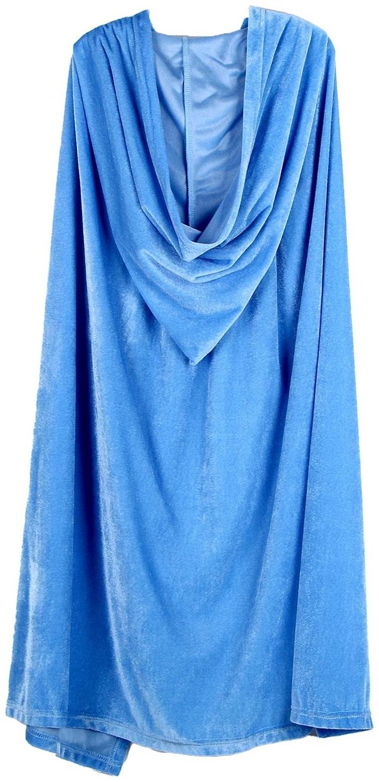 Карнавальный плащ взрослый, плюш голубой, длина 110 см