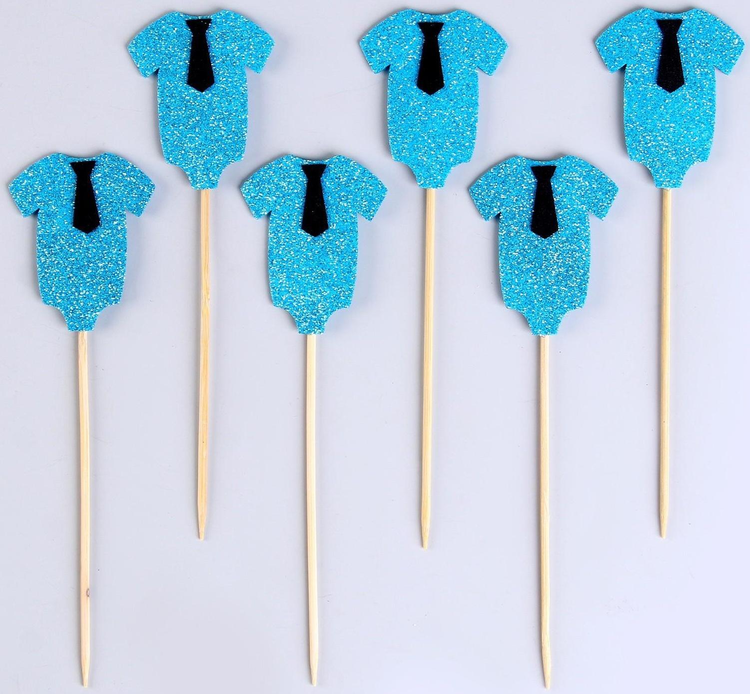 Шпажки «Гендерная вечеринка», в наборе 6 штук, голубой