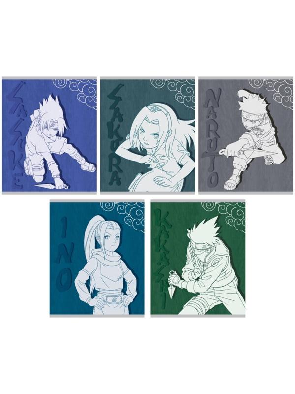 Тетрадь 48 листов в клетку Naruto, обложка мелованный картон, выборочный УФ-лак, блок офсет / Микс 1 шт.