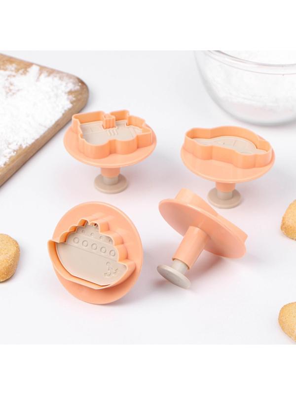 Набор форм для печенья «Транспорт», 4 шт, цвет бежевый