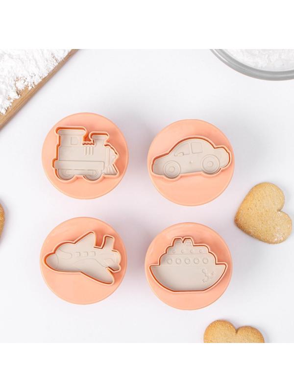 Набор форм для печенья «Транспорт», 4 шт, цвет бежевый