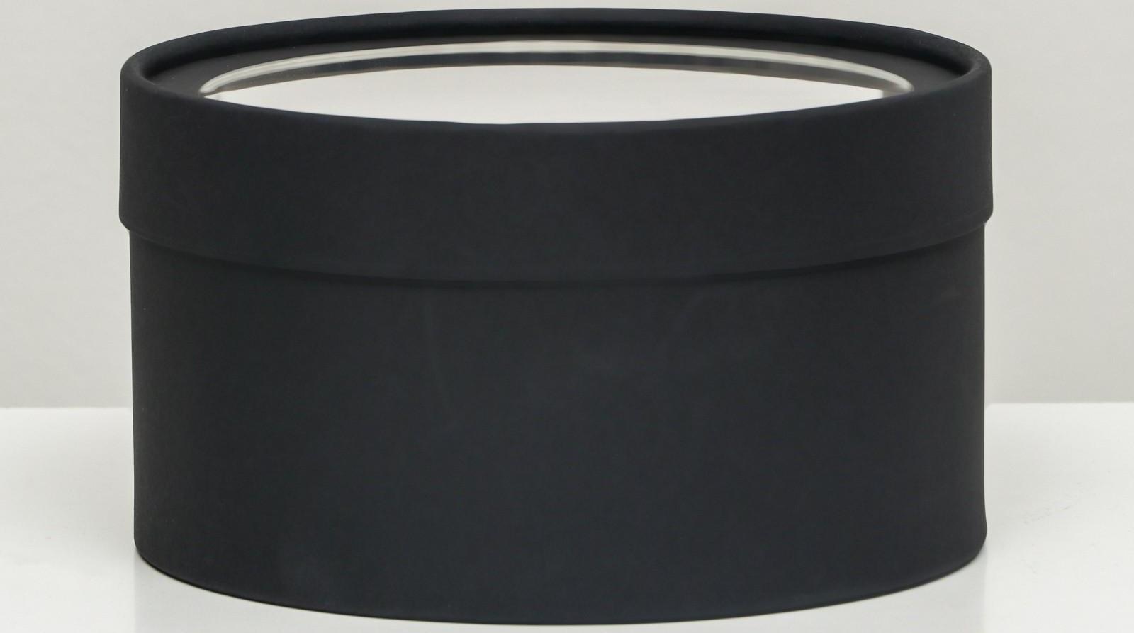 Подарочная коробка Black,чёрная, завальцованная с окном, 18 х 10 см