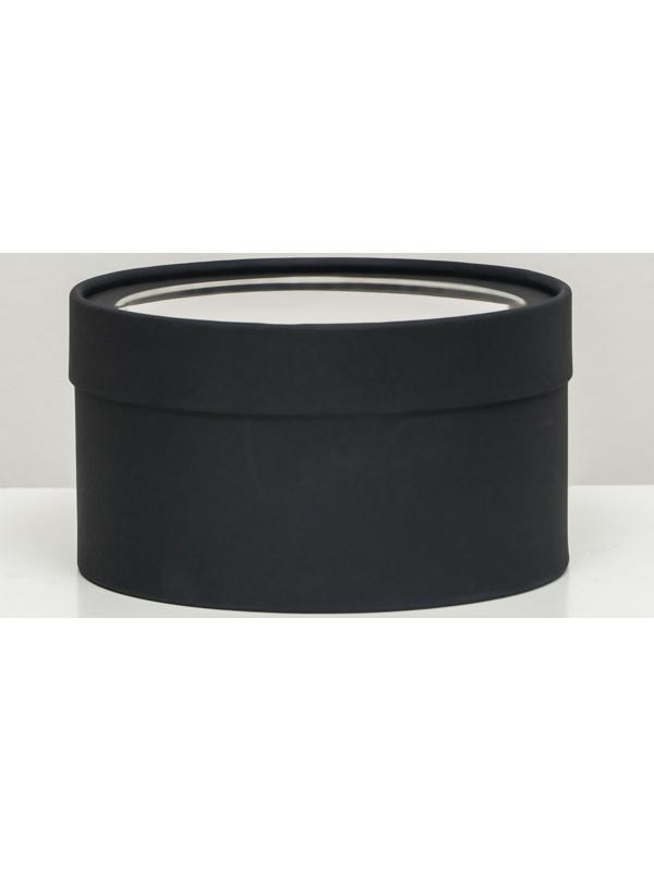 Подарочная коробка Black,чёрная, завальцованная с окном, 18 х 10 см