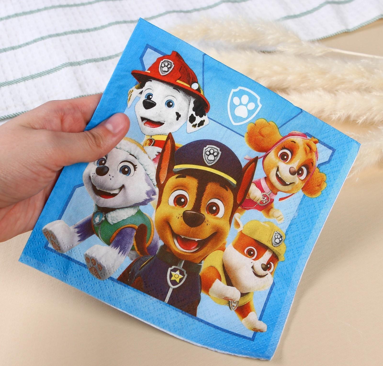 Салфетки бумажные Щенячий патруль, 33х33 см, 20 шт., 3-х слойные