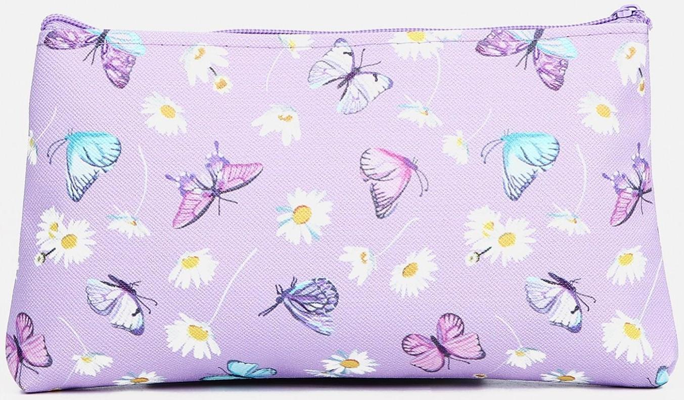 Косметичка на молнии, цвет сиреневый