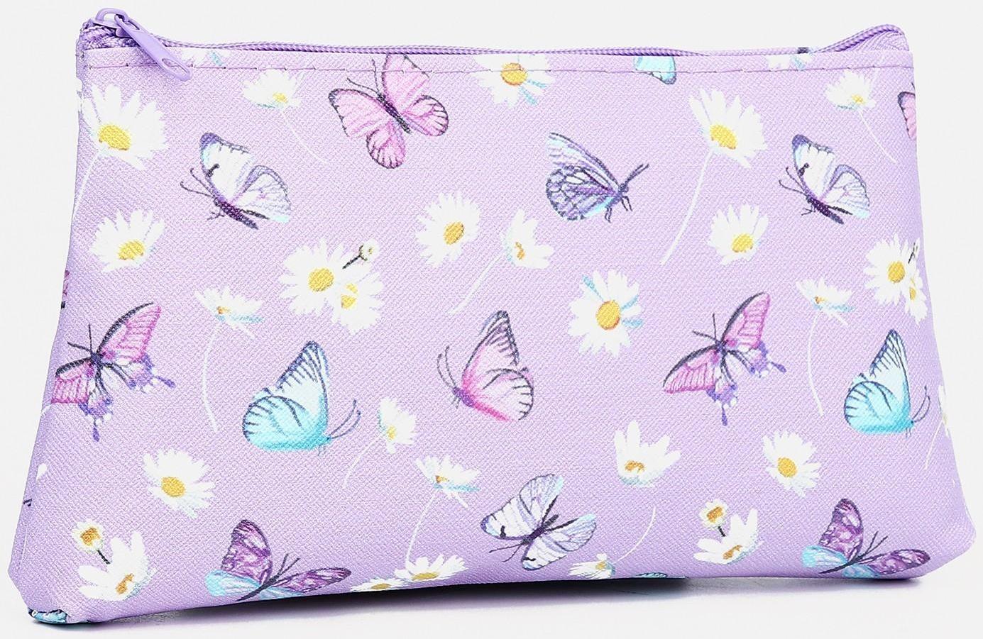 Косметичка на молнии, цвет сиреневый