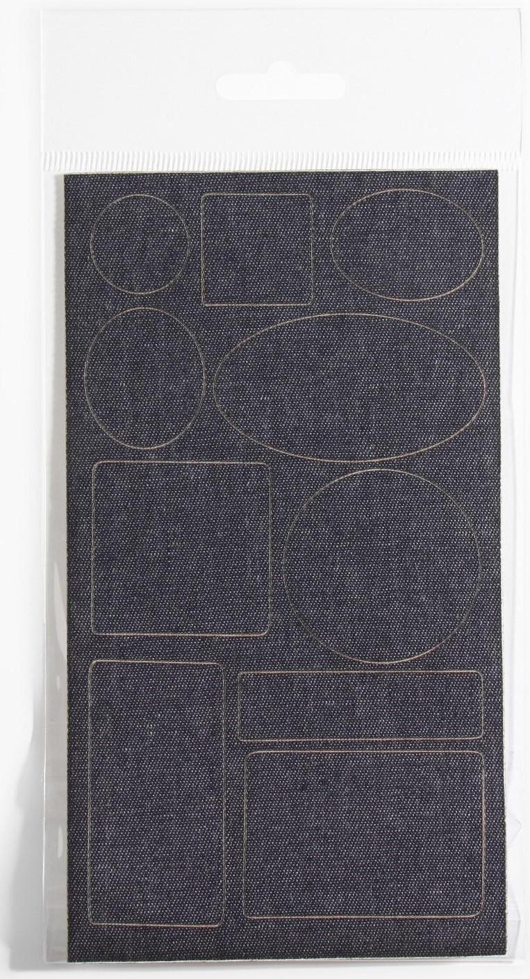 Набор заплаток джинсовых, клеевые, лист 10 × 18 см, 10 шт, цвет тёмная джинса