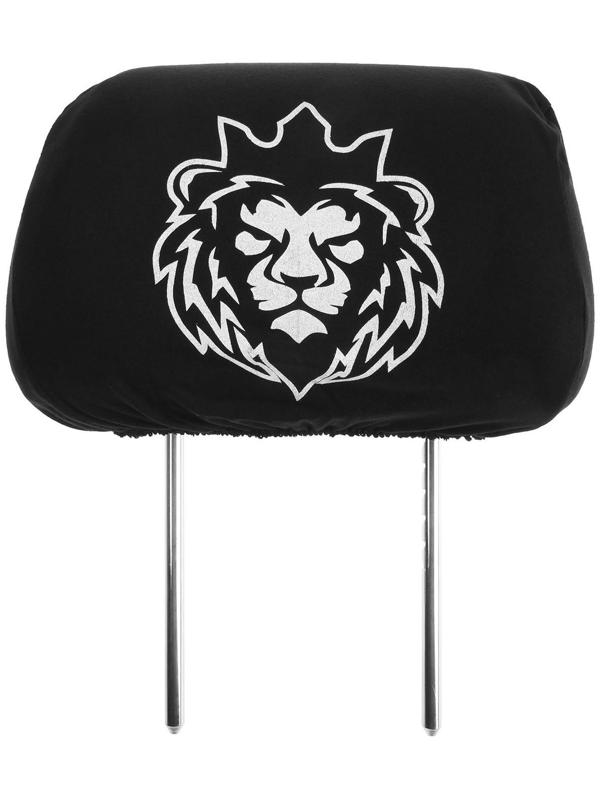 Чехлы на подголовник Лев, черные, набор 2 шт