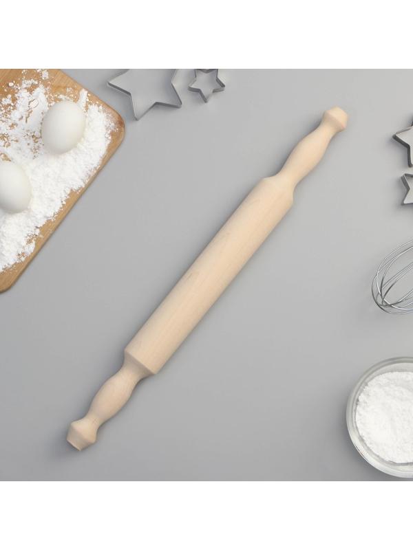 Скалка с ручками Доляна, 43.5×4.3 см, берёза