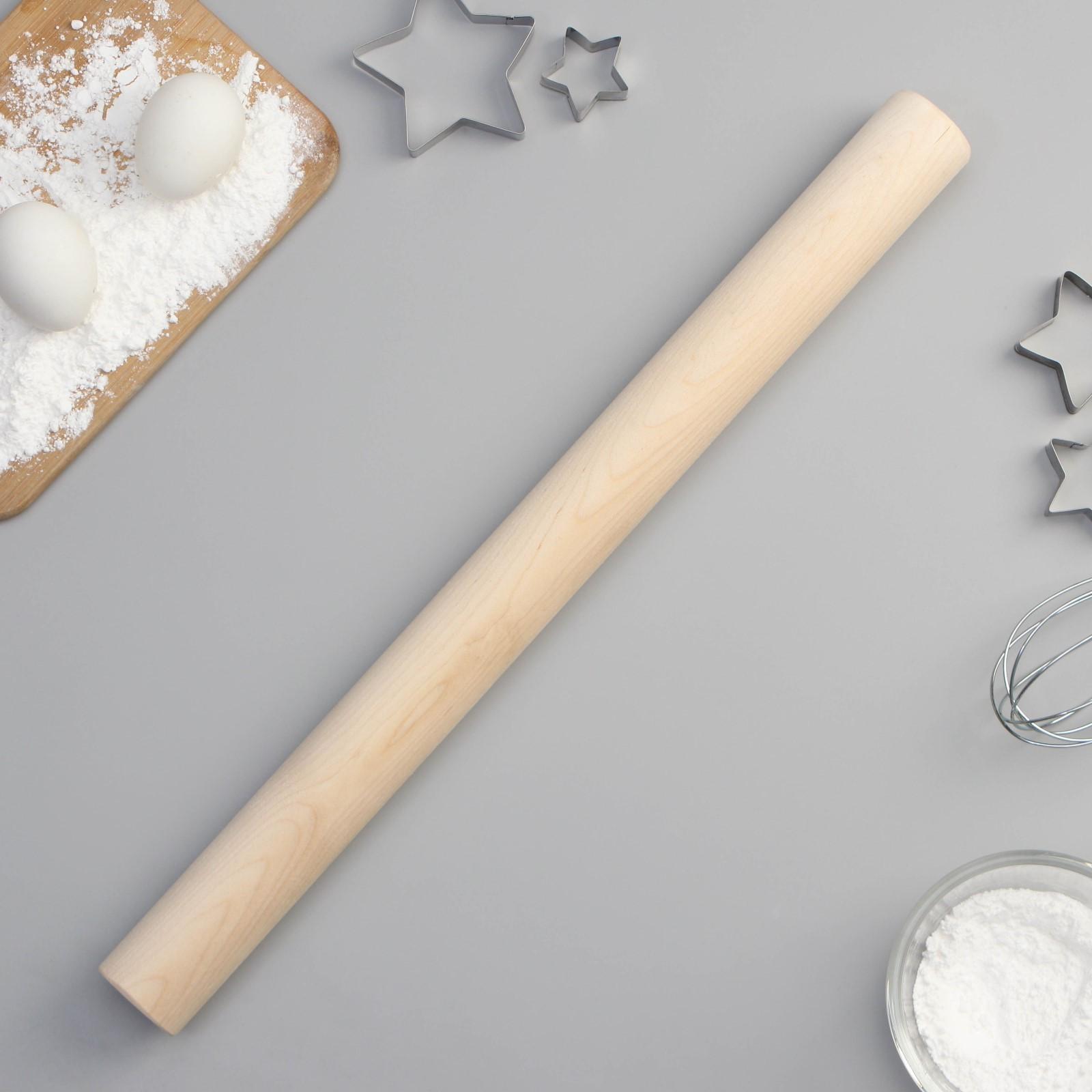 Скалка прямая Доляна, 50×4.3 см, берёза