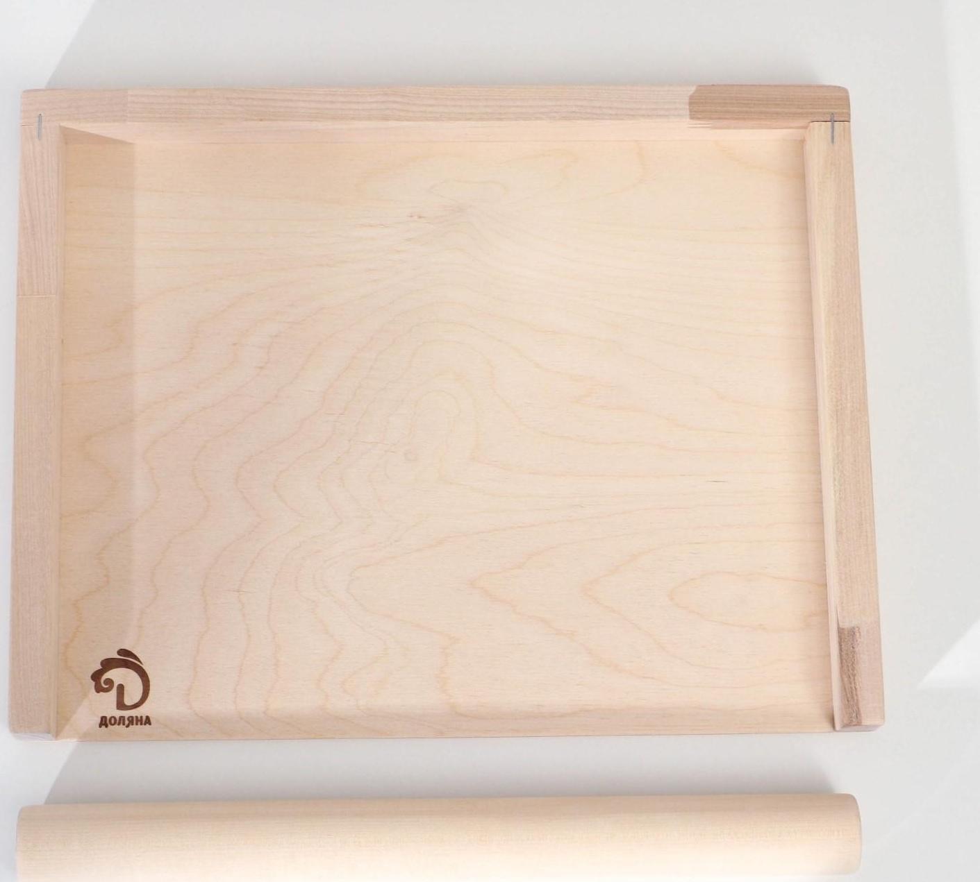 Доска пельменная с бортиками+ скалка прямая, доска 38x30,скалка 36x3,5 см