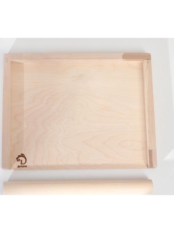 Доска пельменная с бортиками+ скалка прямая, доска 38x30,скалка 36x3,5 см