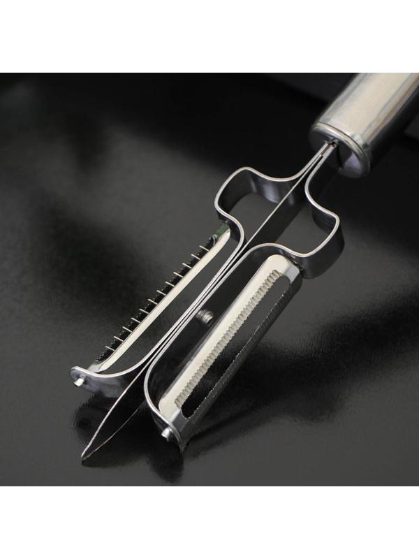 Овощечистка Доляна «Металлик» двухсторонняя, 20,5 см