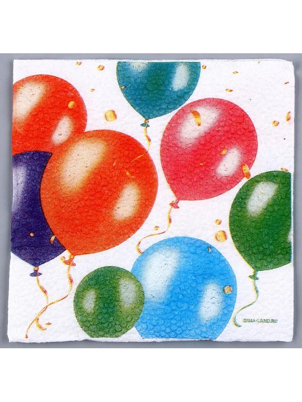 Салфетки бумажные однослойные «Воздушные шары», 24х24 см, набор 20 шт.