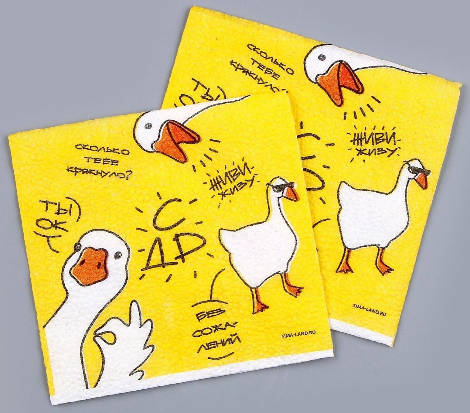 Салфетки бумажные однослойные «Гуси», 24х24 см, набор 20 шт.