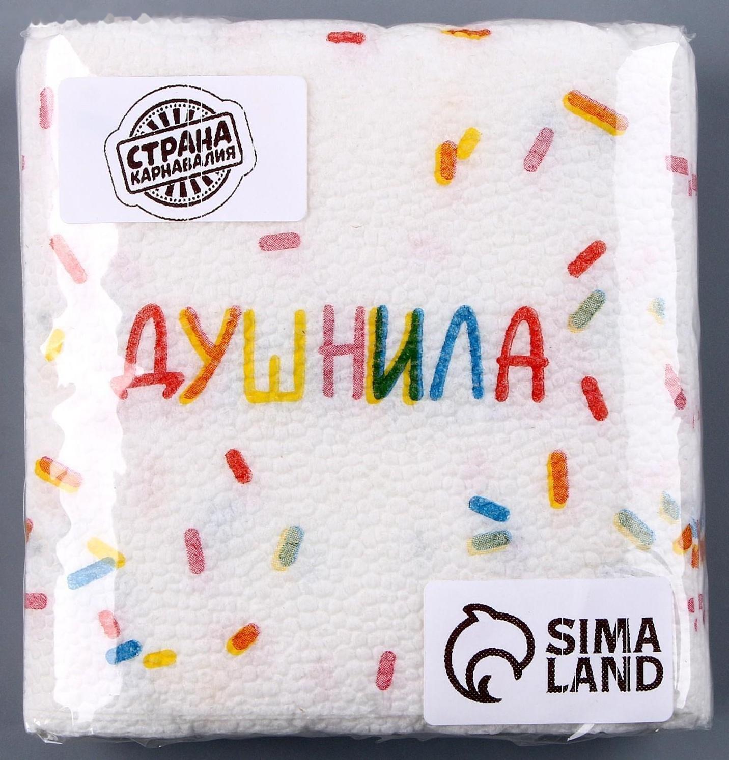 Салфетки бумажные однослойные «Душнила», 24х24 см, набор 20 шт.