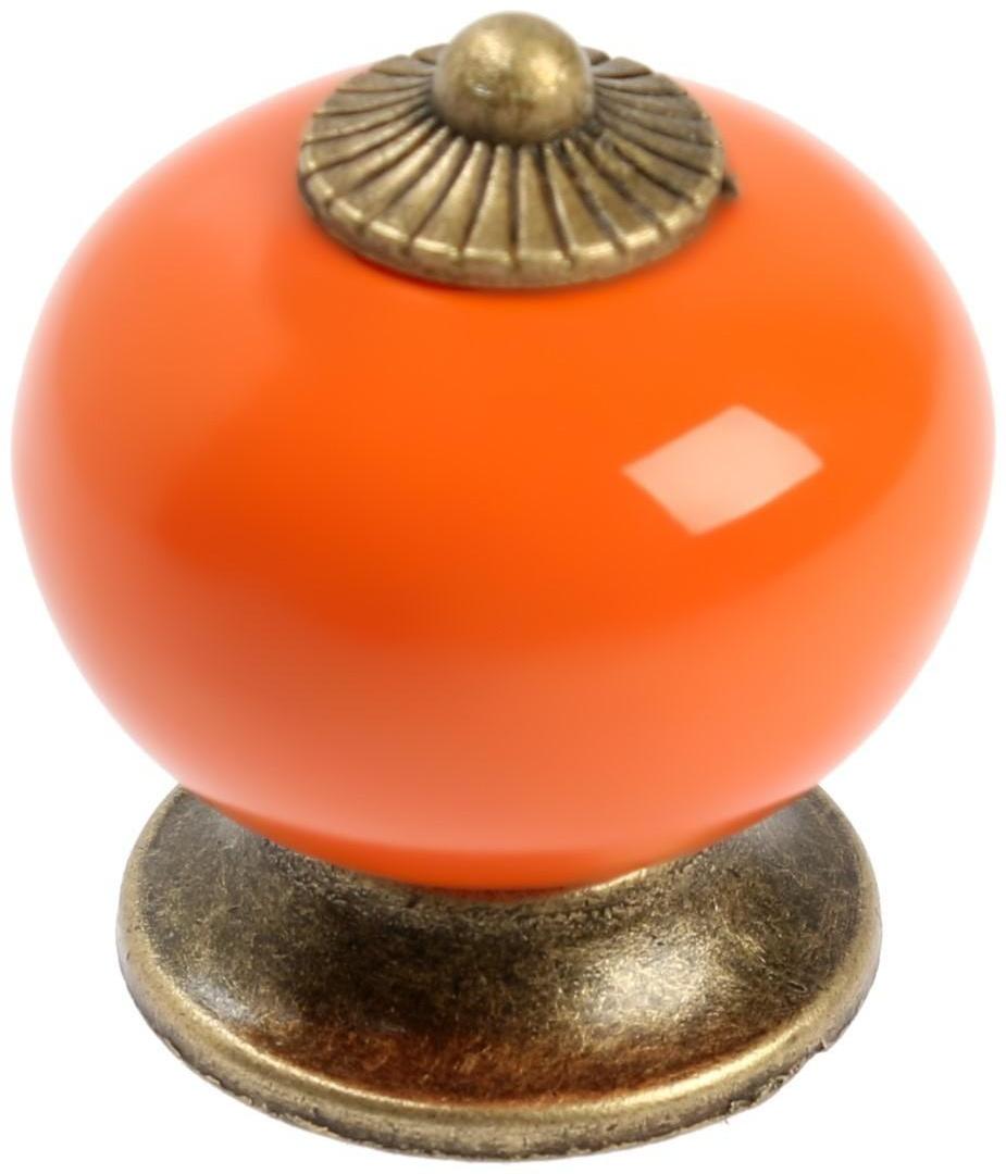 Ручка кнопка DOME Ceramics 003, керамическая, оранжевая