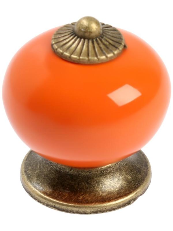 Ручка кнопка DOME Ceramics 003, керамическая, оранжевая
