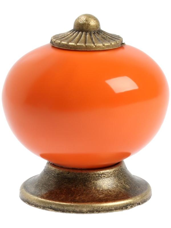 Ручка кнопка DOME Ceramics 003, керамическая, оранжевая