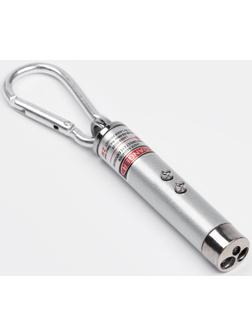 Лазерная указка, с карабином, дальность 1 км, 3 LR 44, 7.3 х 1.2 см, серый