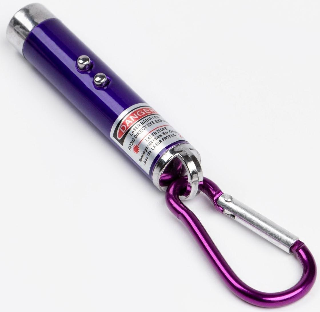 Лазерная указка, с карабином, дальность 1 км, 3 LR 44, 7.3 х 1.2 см, сиреневый