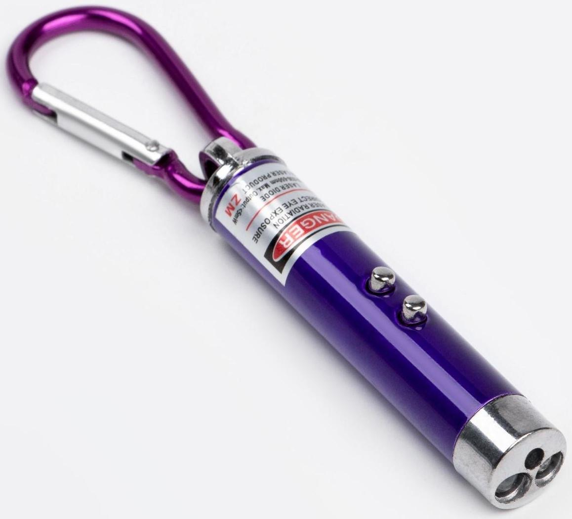 Лазерная указка, с карабином, дальность 1 км, 3 LR 44, 7.3 х 1.2 см, сиреневый