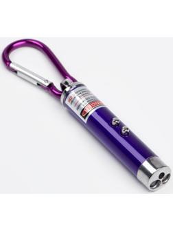 Лазерная указка, с карабином, дальность 1 км, 3 LR 44, 7.3 х 1.2 см, сиреневый
